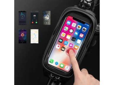 Bolsa de bicicleta Rockbros B68 para quadro blindado com bolso para celular e capa 1,7l - preta