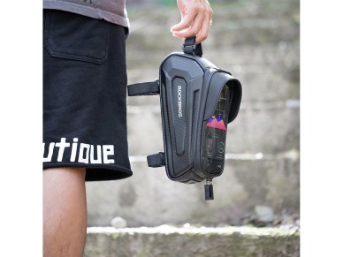 Bolsa de bicicleta Rockbros B68 para quadro blindado com bolso para celular e capa 1,7l - preta