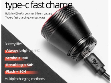 Luz traseira para bicicleta Rockbros Q5 com sistema de parada inteligente - Preto