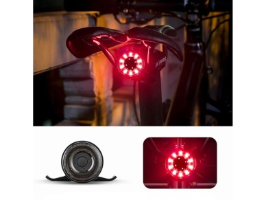 Luz traseira para bicicleta Rockbros Q1 LED de 7 cores + USB-C - Cabo USB-A - Preto