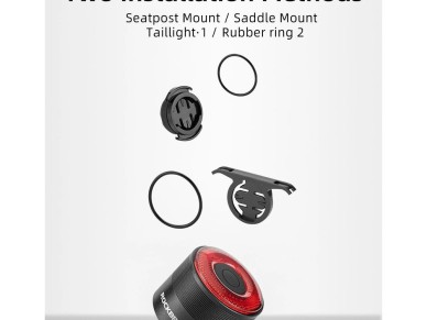 Luz traseira para bicicleta Rockbros Q3 com sistema Smart Stop - Preto