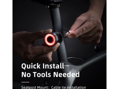 Luz traseira para bicicleta Rockbros Q3 com sistema Smart Stop - Preto