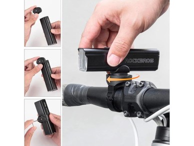 Rockbros 24610002001 luz frontal de bicicleta 1000 lm + cabo USB-C - USB-A - preto