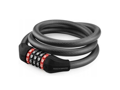Cadeado de bicicleta Rockbros RKS507-1BK com combinação 1,8 m - preto Cadeado de bicicleta Rockbros RKS507-1BK com combinação 1,8 m - preto