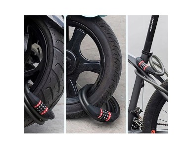 Cadeado de bicicleta Rockbros RKS507-1BK com combina��o 1,8 m - preto