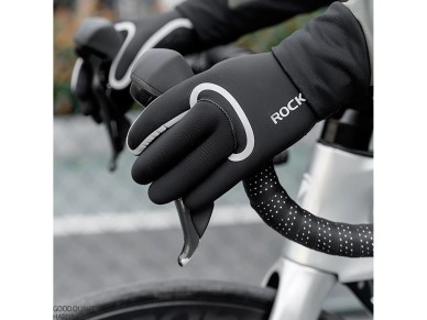 Guantes de ciclismo Rockbros totalmente impermeables, talla: S/M - negro