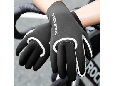 Guantes de ciclismo Rockbros totalmente impermeables, talla: S/M - negro