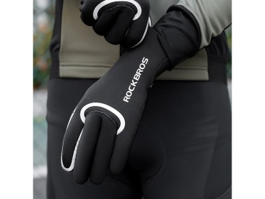 Guantes de ciclismo Rockbros totalmente impermeables, talla: S/M - negro