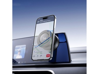 Soporte para coche Wozinsky WUSQ-01 con cargador Qi compatible con MagSafe - Negro