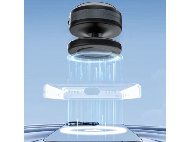 Soporte para coche Wozinsky WUSQ-01 con cargador Qi compatible con MagSafe - Negro