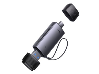 Baseus Lite Series USB-A/USB-C 3.0 SD/TF Card Reader - Gray