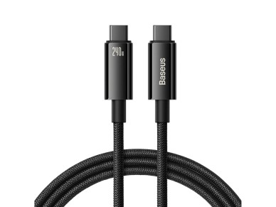 Baseus CAWJ040101 USB-C - Cabo USB-C 240W 480Mb/s 2m - preto e cinza Baseus CAWJ040101 USB-C - Cabo USB-C 240W 480Mb/s 2m - preto e cinza