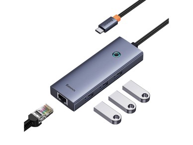 Baseus UltraJoy 4in1 USB-C Hub 3 x USB-A 3.0 + RJ45 - Gray