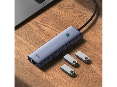 Baseus UltraJoy 4in1 USB-C Hub 3 x USB-A 3.0 + RJ45 - Gray