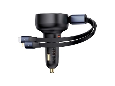 Baseus Enjoyment USB-C car charger with USB-C / Lightning 60W cable - black Baseus Enjoyment USB-C car charger with USB-C / Lightning 60W cable - black