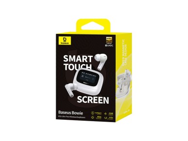 Fones de ouvido intra-auriculares sem fio Baseus Bowie M2s Ultra TWS com tela interativa - Branco