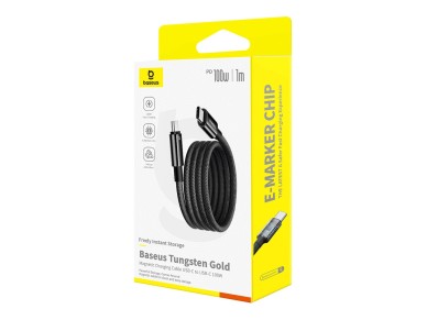 Cabo magnético USB-C/USB-C Baseus Tungsten Gold 100W 1m - preto