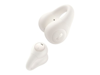 Fones de ouvido sem fio Baseus Bass 15 Clip OWS com cabo Baseus Simple USB-C 3A de 30 cm - Branco