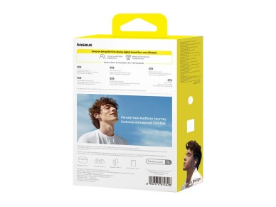 Fones de ouvido sem fio Baseus Bass 15 Clip OWS com cabo Baseus Simple USB-C 3A de 30 cm - Branco