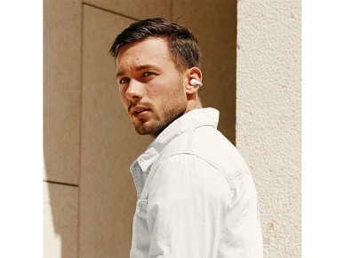 Fones de ouvido sem fio Baseus Bass 15 Clip OWS com cabo Baseus Simple USB-C 3A de 30 cm - Branco