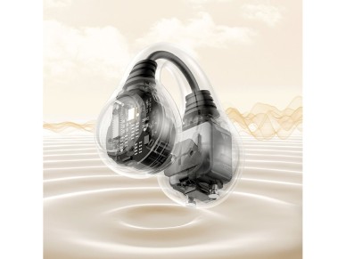 Fones de ouvido sem fio Baseus Bass 15 Clip OWS com cabo Baseus Simple USB-C 3A de 30 cm - Branco