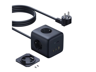 Filtro de linha Baseus EnerFill FA11 67 W, cubo USB-A + USB-C + 3 soquetes UE de 1,5 m - Preto Filtro de linha Baseus EnerFill FA11 67 W, cubo USB-A + USB-C + 3 soquetes UE de 1,5 m - Preto