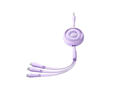 Joyroom Colorful Series S-A40 Cable Retractable 3in1 USB-A - USB-C / Lightning / Micro USB 1m - Purp Joyroom Colorful Series S-A40 Cable Retractable 3in1 USB-A - USB-C / Lightning / Micro USB 1m - Purp
