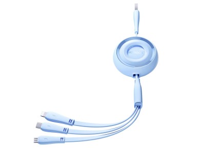 Joyroom Colorful Series S-A40 Cable Retractable 3in1 USB-A - USB-C / Lightning / Micro USB 1m - Blue Joyroom Colorful Series S-A40 Cable Retractable 3in1 USB-A - USB-C / Lightning / Micro USB 1m - Blue