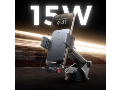 Joyroom JR-ZS241S car mount with inductive charger for dashboard - black Joyroom JR-ZS241S car mount with inductive charger for dashboard - black