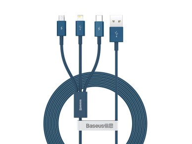 Baseus Superior 3in1 USB cable - Lightning / USB Type C / micro USB 3.5 A 1.5 m blue (CAMLTYS-03) Baseus Superior 3in1 USB cable - Lightning / USB Type C / micro USB 3.5 A 1.5 m blue (CAMLTYS-03)