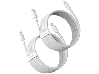Cabo Lightning/USB-C Baseus Simple Wisdom 20W 1,5 m 2 peças - branco Cabo Lightning/USB-C Baseus Simple Wisdom 20W 1,5 m 2 peças - branco