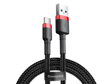 Cable Baseus Cafule USB-A / USB-C QC 3.0 3A 0,5 m - negro y rojo
