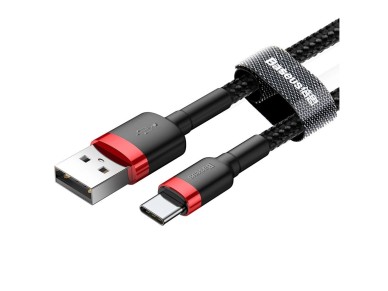 Cable Baseus Cafule USB-A / USB-C QC 3.0 3A 0,5 m - negro y rojo