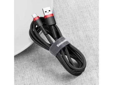 Cable Baseus Cafule USB-A / USB-C QC 3.0 3A 0,5 m - negro y rojo