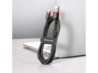 Cable Baseus Cafule USB-A / USB-C QC 3.0 3A 0,5 m - negro y rojo