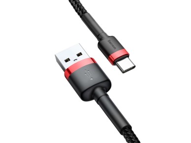 Cable Baseus Cafule USB-A / USB-C QC 3.0 3A 0,5 m - negro y rojo