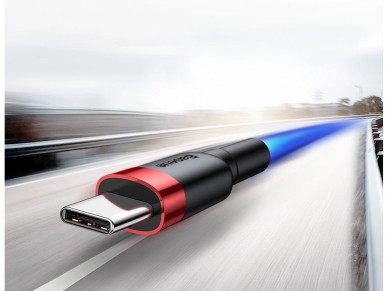 Cable Baseus Cafule USB-A / USB-C QC 3.0 3A 0,5 m - negro y rojo