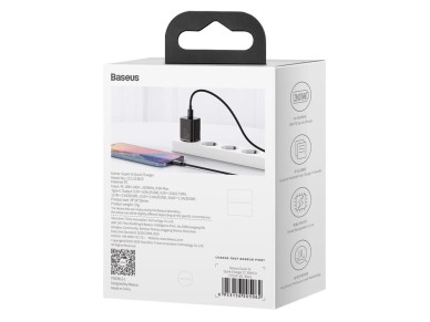 Carregador de parede Baseus Super Si PD 30W 1x USB-C preto