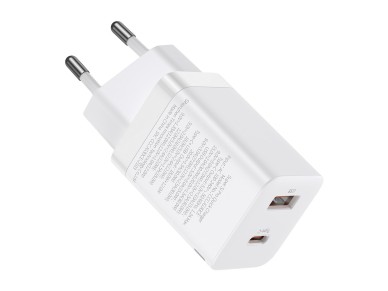 Carregador de parede Baseus Super Si PD 30W 1x USB-C 1x USB branco