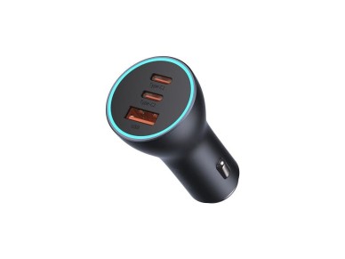 Baseus car charger Golden Contactor Pro Triple Fast 1x USB 2x USB-C 65W dark gray