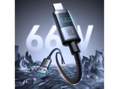 Cabo USB-A-USB-C Joyroom S-A16 Pro Prism Series 66W com display de 1,2 m - Preto