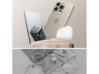 Joyroom JR-TCL02 65W USB-A USB-C GaN charger with built-in USB-C cable - black