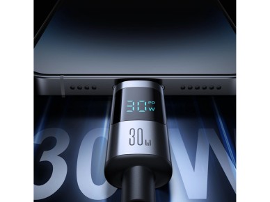 Cable USB-C a Lightning Joyroom S-A16 Pro Prism Series de 30 W con pantalla (1,2 m), color negro