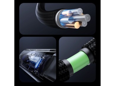 Cable USB-A-Lightning Joyroom S-A16 Pro Prism Series 3A con pantalla (1,2 m), color negro