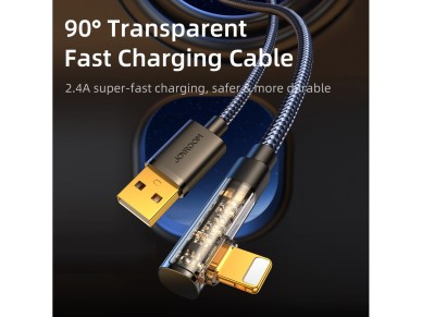 Cabo para jogos Joyroom S-UL012A6 Lightning (angular) / USB-A (reto) 2.4A 1.2 m - azul Cabo para jogos Joyroom S-UL012A6 Lightning (angular) / USB-A (reto) 2.4A 1.2 m - azul