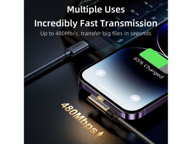 Cabo para jogos Joyroom S-UL012A6 Lightning (angular) / USB-A (reto) 2.4A 1.2 m - azul Cabo para jogos Joyroom S-UL012A6 Lightning (angular) / USB-A (reto) 2.4A 1.2 m - azul