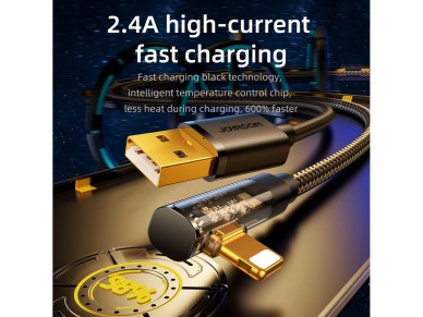 Cabo para jogos Joyroom S-UL012A6 Lightning (angular) / USB-A (reto) 2.4A 1.2 m - azul Cabo para jogos Joyroom S-UL012A6 Lightning (angular) / USB-A (reto) 2.4A 1.2 m - azul