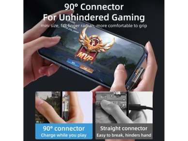 Cabo para jogos Joyroom S-UL012A6 Lightning (angular) / USB-A (reto) 2.4A 1.2 m - azul Cabo para jogos Joyroom S-UL012A6 Lightning (angular) / USB-A (reto) 2.4A 1.2 m - azul