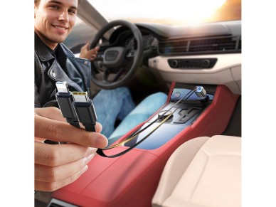 Joyroom JR-CCL05 30W 4-in-1 Car Charger with 2 Built-in Retractable Cables - Dark Gray Joyroom JR-CCL05 30W 4-in-1 Car Charger with 2 Built-in Retractable Cables - Dark Gray