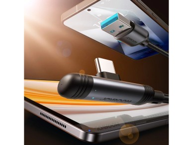 Cable USB-A - USB-C 3A de 90° Joyroom S-A56 EnjoyX Series, 1,2 m, color negro Cable USB-A - USB-C 3A de 90° Joyroom S-A56 EnjoyX Series, 1,2 m, color negro